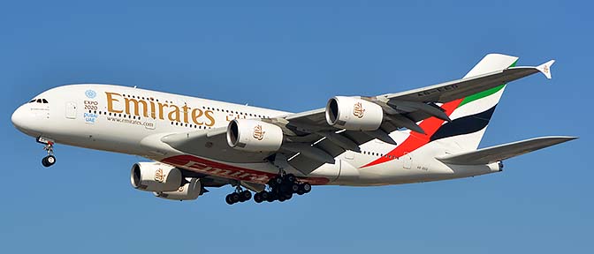 Emirates  Airbus A380-861 A6-EEO, Los Angeles international Airport, January 19, 2015